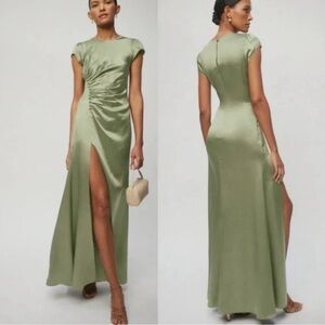 Elegant Green Satin Evening Dress